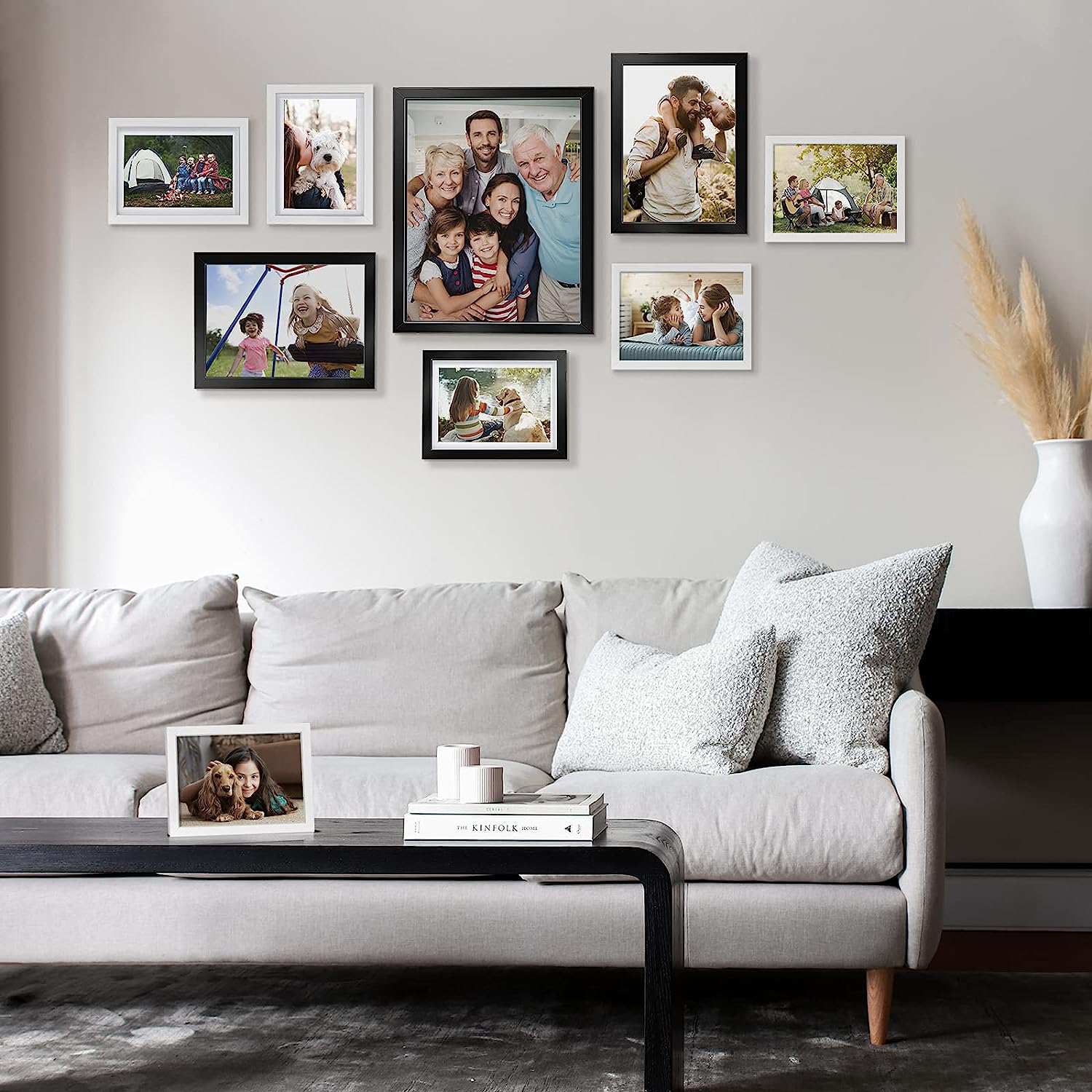 Anickal 8x10 Picture Frames Set of 4, White Photo Frame, Display 5x7 Photo with Mat and 8x10 photo without Mat, Picture Frames Collage for Wall or Tabletop