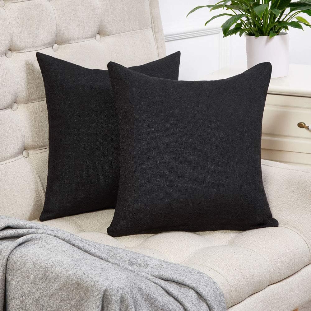 Anickal 2-piece set black pillowcase country linen decoration square pillow case 45.72 x 45.72 cm sofa decoration