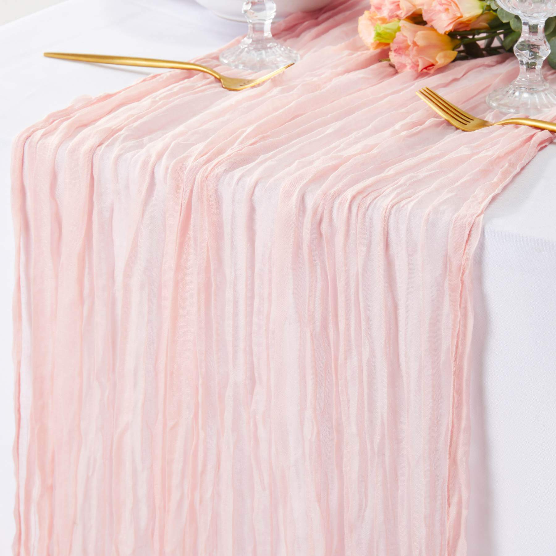 Anickal Beige Cheesecloth Table Runner 13.3ft Boho Gauze Cheese Cloth Table Runner Rustic Sheer Runner 160inch Long for Wedding Bridal Baby Shower Birthday Party Cake Table Decorations