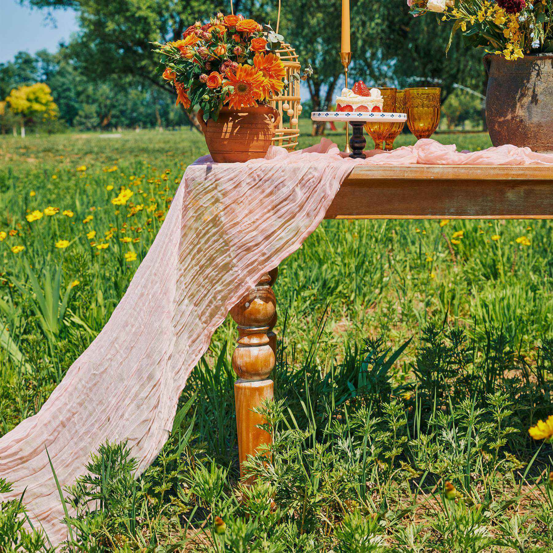 Anickal Valentines Day Cheesecloth Table Runner Burgundy 13.3ft Boho Gauze Cheese Cloth Table Runner Rustic Sheer Runner 160inch Long for Wedding Bridal Baby Shower Birthday Table Decorations